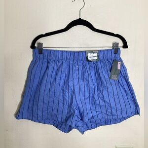 Wild Fable Women's Brushed Cotton Boxer Short Foldover Contrast Waistband Blue